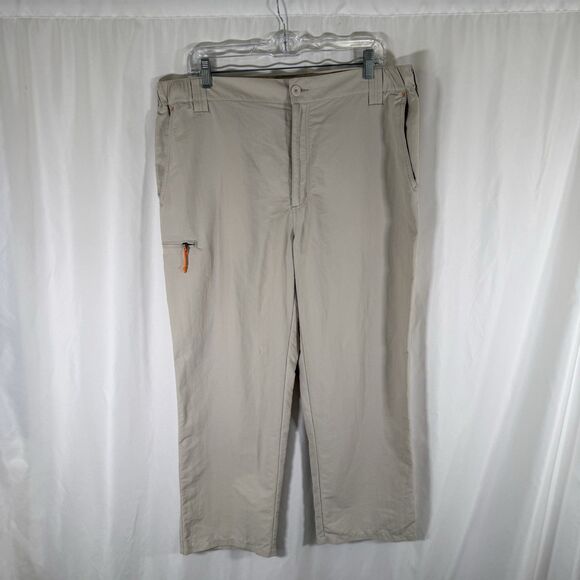 Orvis Tech Pants Women's Large 30L Beige Zip Pocket Lightweight Nylon - Picture 1 of 13